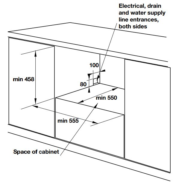 Bản vẽ máy rửa bát Hafele HDWI50A âm toàn phần