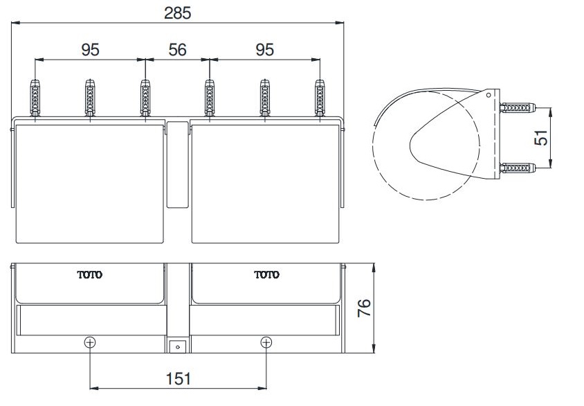 Bản vẽ kỹ thuật hộp giấy đôi GS714W TOTO