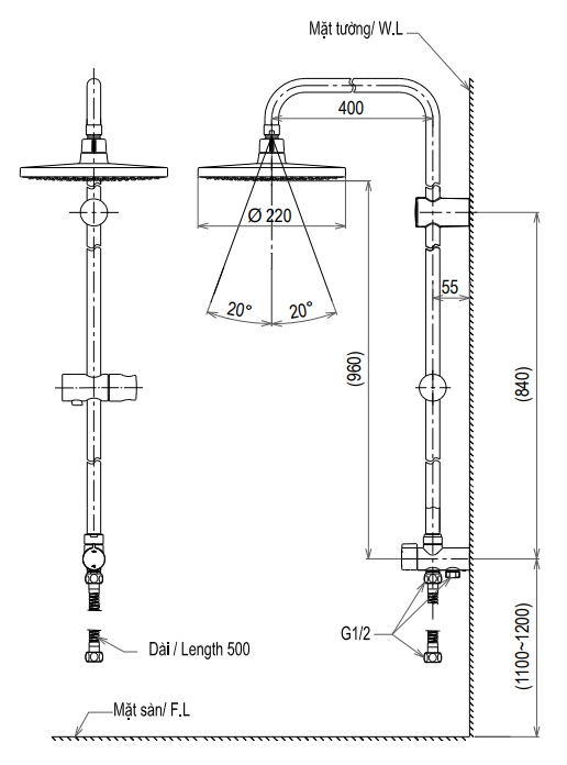 Bản vẽ kỹ thuật cây sen DM907CS