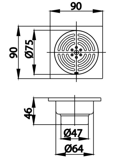 Bản vẽ thoát sàn Cotto CT646Z1(HM) 