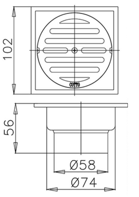 Bản vẽ thoát sàn Cotto CT647Z1(HM) (Ø58)