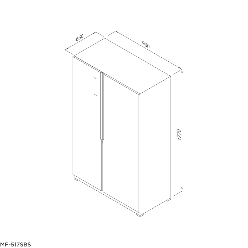 Bản vẽ kỹ thuật Tủ lạnh side by side Malloca MF-517SBS