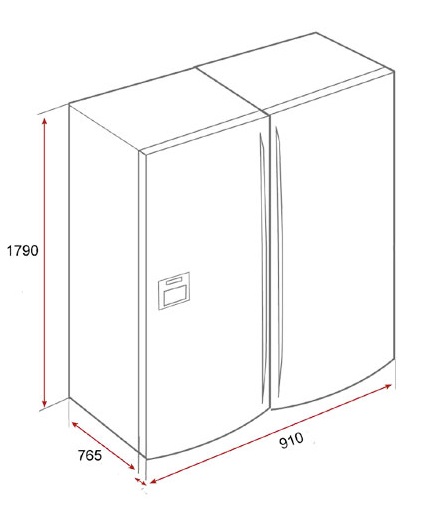 Bản vẽ tủ lạnh 40666650 Teka side by side NFD 650