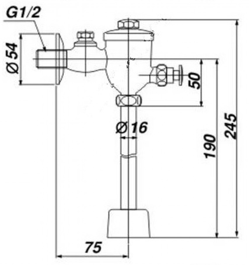 Bản vẽ van xả nhấn Inax UF8V