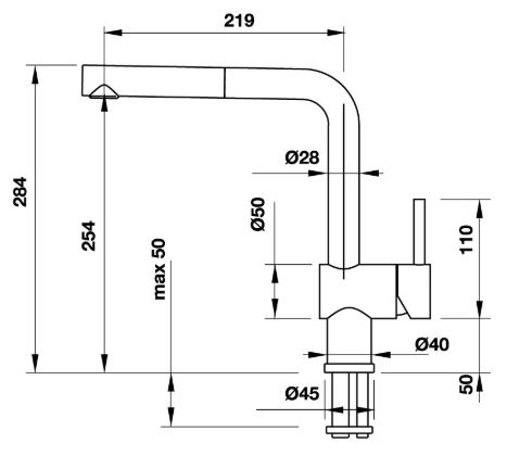 Bản vẽ vòi chậu bếp Hafele 565.68.650 nóng lạnh màu vàng nhạt