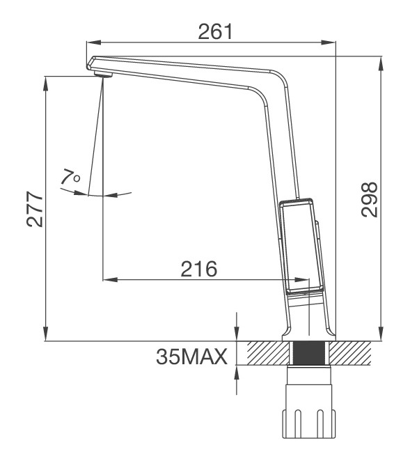 Bản vẽ vòi bếp K014C Malloca nóng lạnh