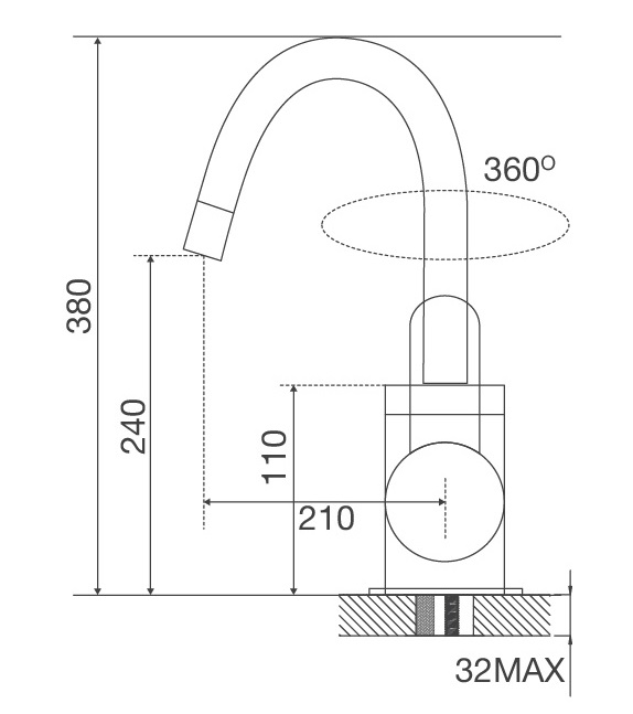 Bản vẽ vòi bếp dây rút K119T1 Malloca nóng lạnh