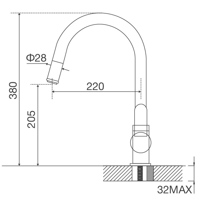 Bản vẽ vòi bếp dây rút K119T3 Malloca nóng lạnh