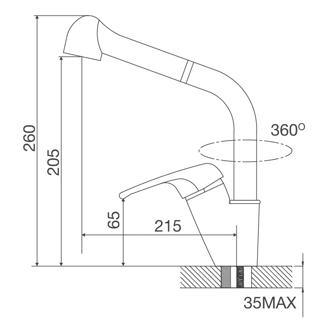 Bản vẽ vòi bếp dây rút K119T4 Malloca nóng lạnh