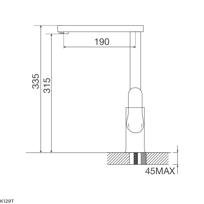 Bản vẽ vòi bếp K129T Malloca nóng lạnh