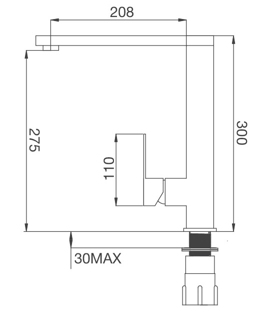 Bản vẽ vòi bếp K130-S Malloca nóng lạnh