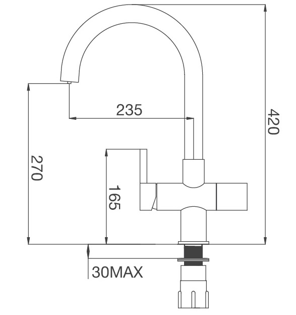 Bản vẽ vòi bếp K150DW Malloca nóng lạnh