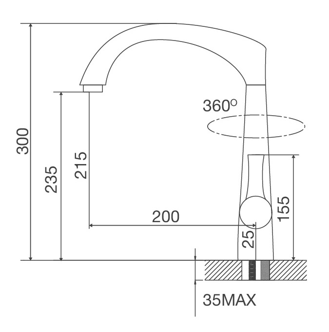 Bản vẽ vòi bếp K151T Malloca nóng lạnh