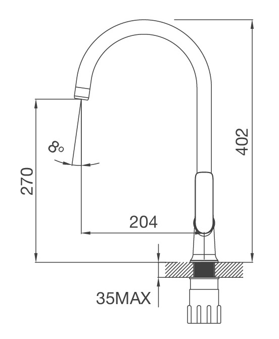 Bản vẽ vòi bếp K77C Malloca nóng lạnh