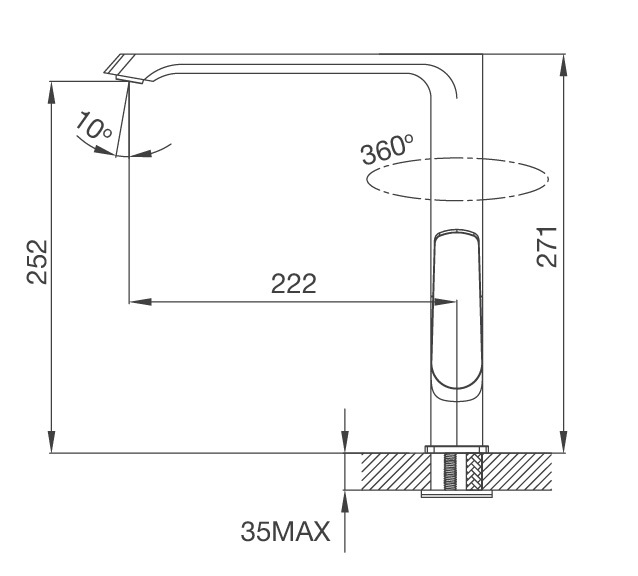 Bản vẽ vòi bếp K150DW Malloca nóng lạnh