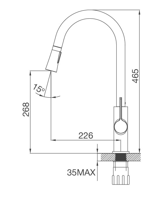 Bản vẽ vòi bếp K94C Malloca nóng lạnh