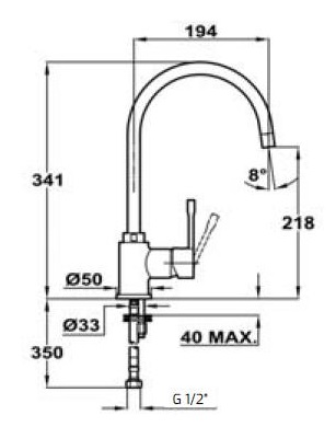 Bản vẽ kỹ thuật vòi rửa chén bát 239150210 Ares Teka 