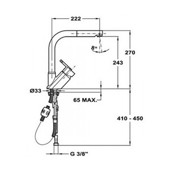 Bản vẽ kỹ thuật vòi rửa chén bát 3593180 Teka Elan