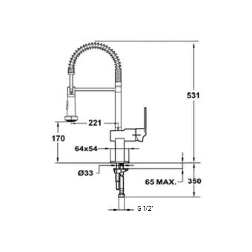 Bản vẽ kỹ thuật vòi rửa chén bát Teka 18161002 Kobe Pro