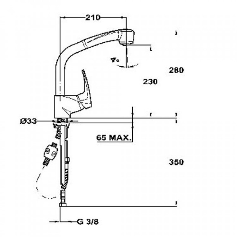 Bản vẽ kỹ thuật vòi rửa chén bát 40931802 MB2 Pull Out High Teka