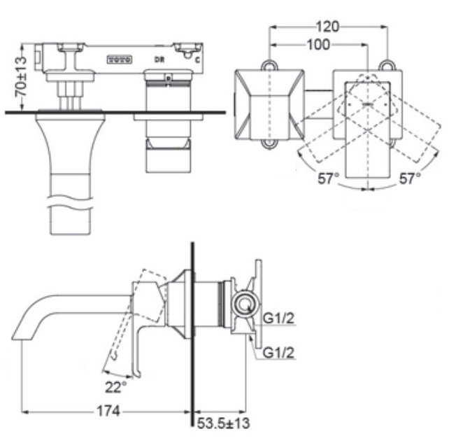 Bản vẽ kỹ thuật vòi TOTO TLG08307B