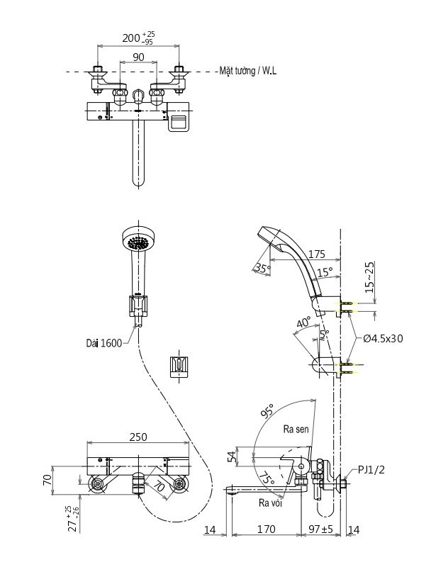 Bản vẽ sen tắm TMGG40E3