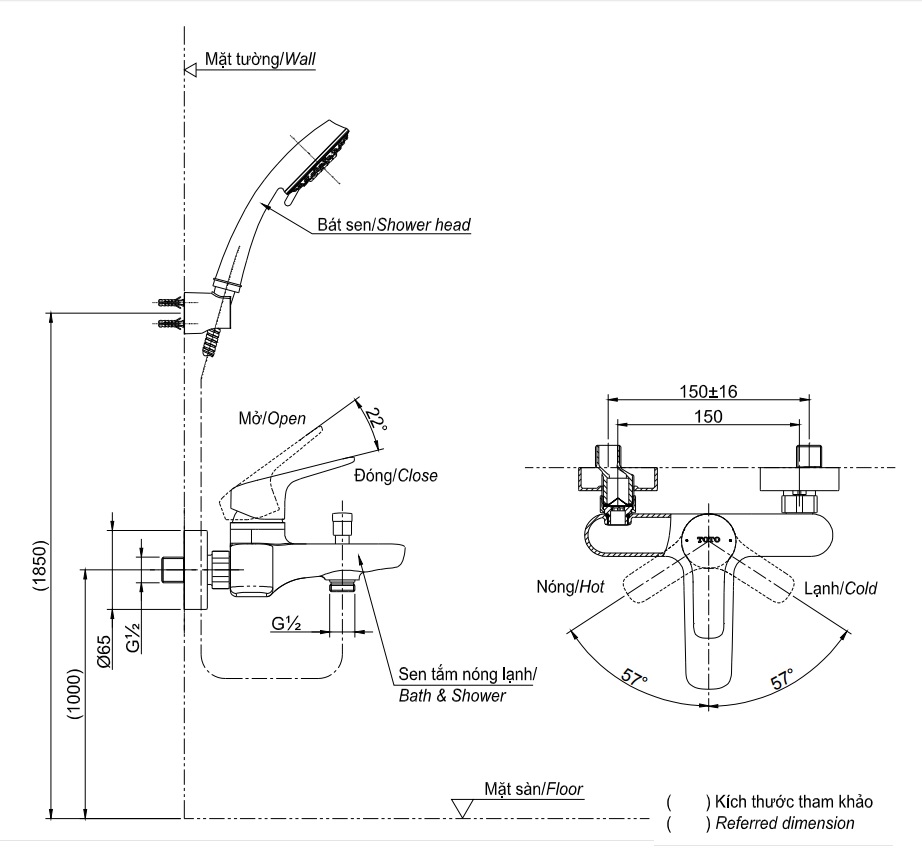  Bản vẽ vòi sen TBG03302V+TBW02006A TOTO