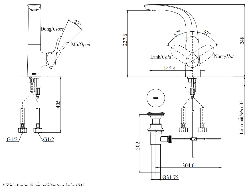 Bản vẽ kỹ thuật vòi TOTO TLG01309B