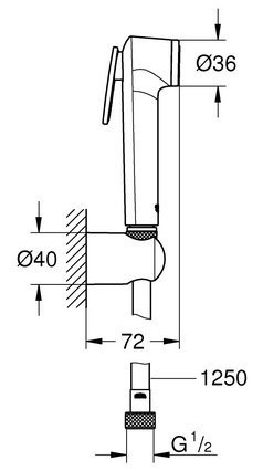 Bản vẽ kỹ thuật vòi xịt vệ sinh 27513001 Grohe