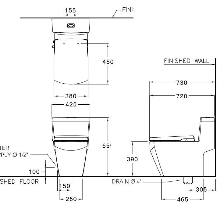 Bản vẽ kỹ thuật bồn cầu Cotto C107127(CN)