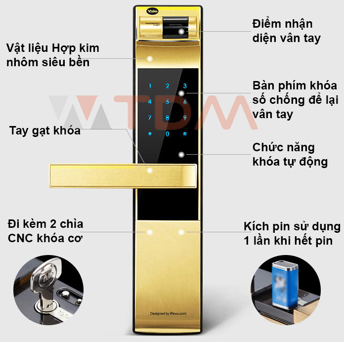 Chi tiết khóa vân tay YDM 4109 Gold