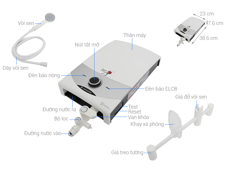 Bản vẽ và chi tiết bình nước nóng Ariston SM45PEVN