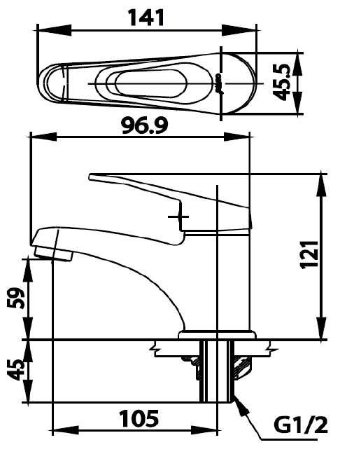 Bản vẽ kỹ thuật Vòi lavabo CT1163A(HM)