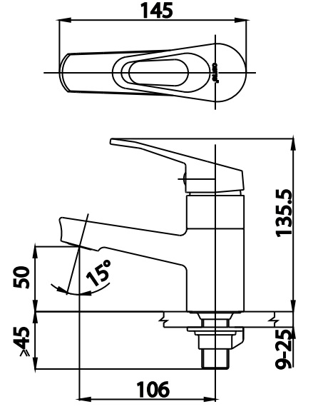 Bản vẽ kỹ thuật Vòi lavabo Cotto CT1165AE(HM)