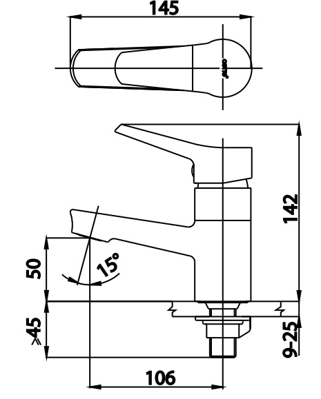 Bản vẽ kỹ thuật Vòi lavabo Cotto CT1166AE(HM)