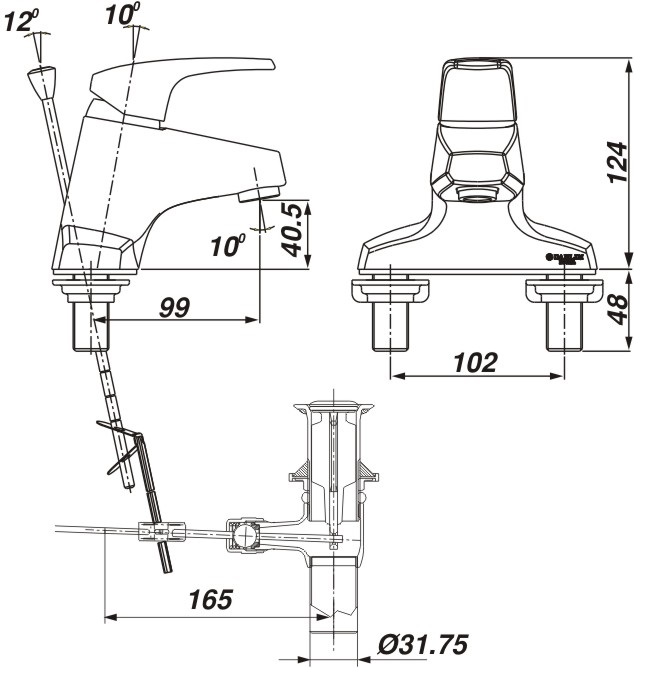 Bản vẽ kỹ thuật vòi lavabo INAX LFV-281S