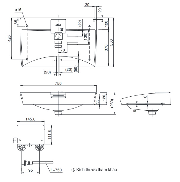 Bản vẽ kỹ thuật lavabo TOTO LW991A Neorest