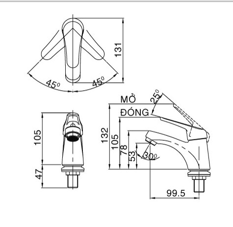 Bản vẽ kỹ thuật vòi lạnh inax LFV-20S