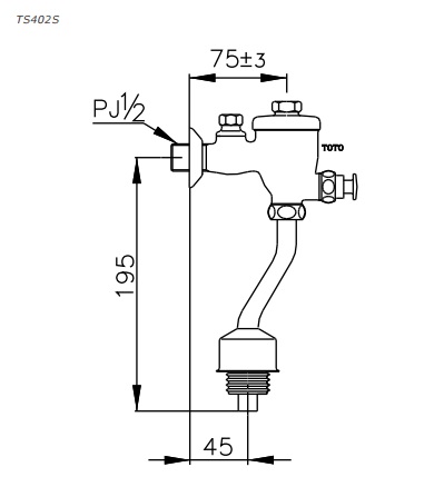 Bản vẽ kỹ thuật van xả tiểu TOTO TS 402S