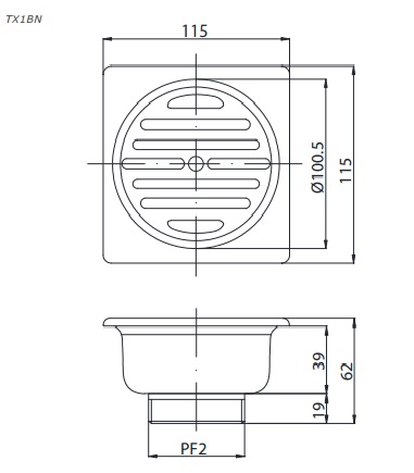 Bản vẽ kỹ thuật phểu chống hôi TX 1BN Toto