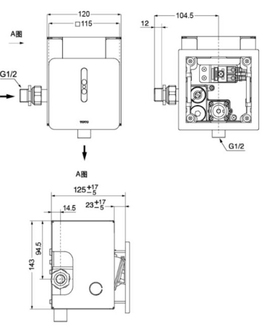 Bản vẽ van xả bồn tiểu DUE126UE TOTO