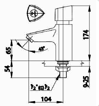 Bản vẽ kỹ thuật Vòi lavabo Cotto CT1064(HM)