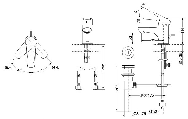 Bản vẽ kỹ thuật vòi lavabo TOTO DL354N