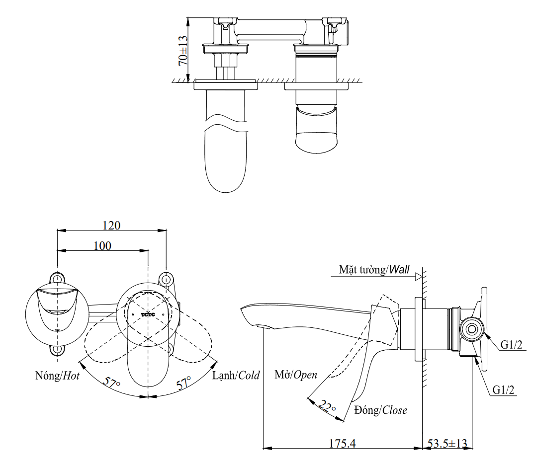 Bản vẽ kỹ thuật vòi TOTO TLG01310B