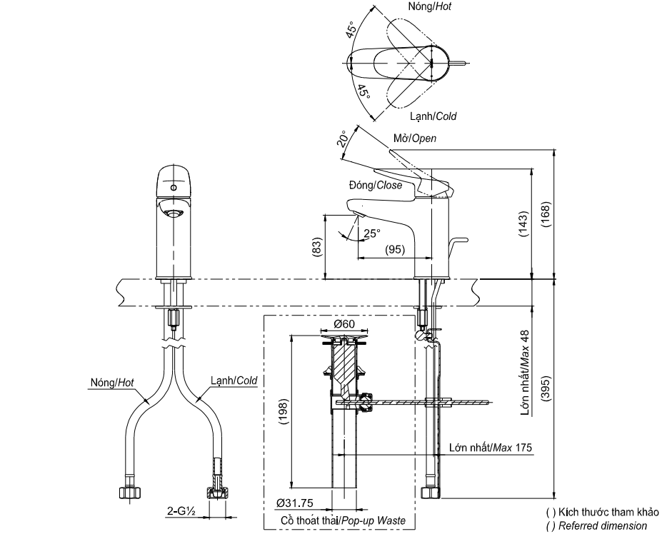 Bản vẽ kỹ thuật vòi lavabo TOTO TLS04301V