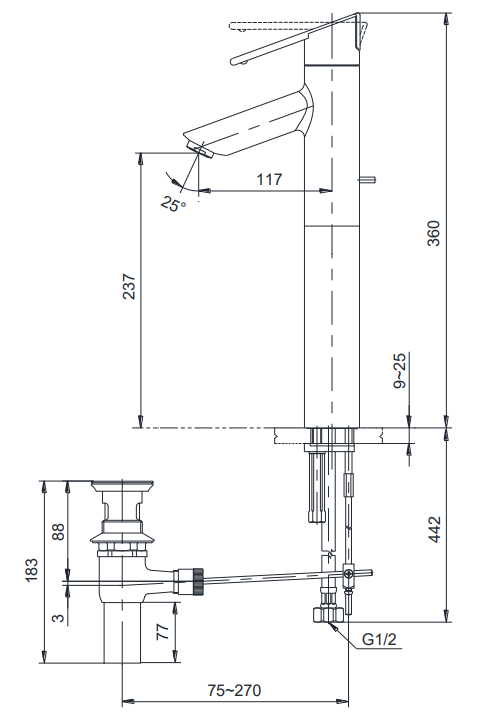 Bản vẽ kỹ thuật vòi lavabo TOTO TS240AY