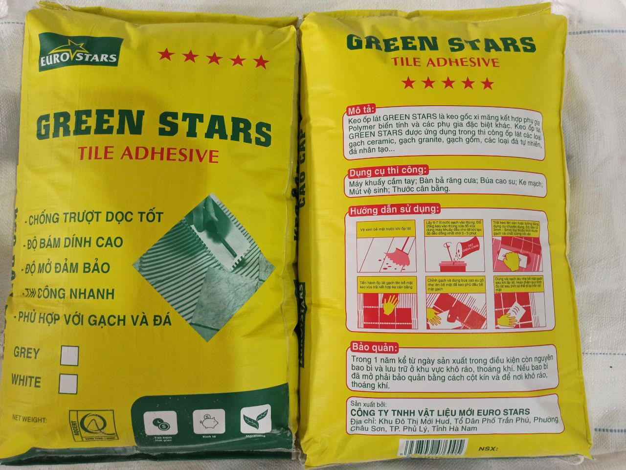 Keo dán gạch Green Stars ngoại thất ( bao vàng) | 20kg/bao