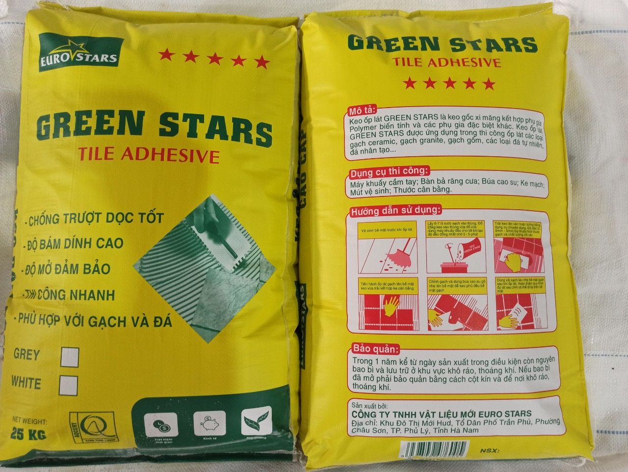 Keo dán gạch Green Stars ngoại thất ( bao vàng)