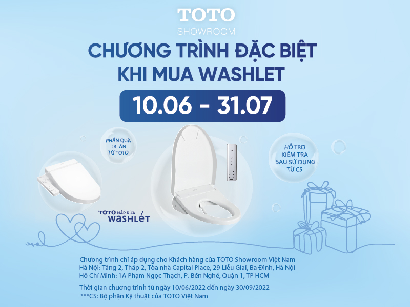 CHƯƠNG TRìNH “NHẬN PHẦN QUÀ ĐẶC BIỆT KHI MUA NẮP RỬA ĐIỆN TỬ WASHLET”