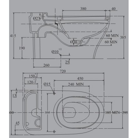 Bản vẻ kỹ thuật Bồn Cầu Thông Minh Viglacera V91